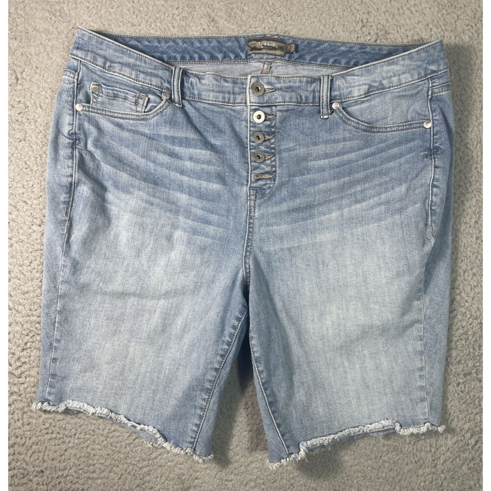 Torrid Denim Jean Shorts Feel The Fit Womens 20 (40x9)  Blue Cut off Stretch EUC